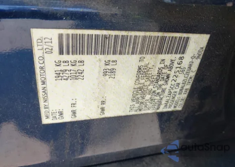 2012 Nissan Altima 2.5 S z USA, uszkodzony, nr VIN 1N4AL2AP5CC225168